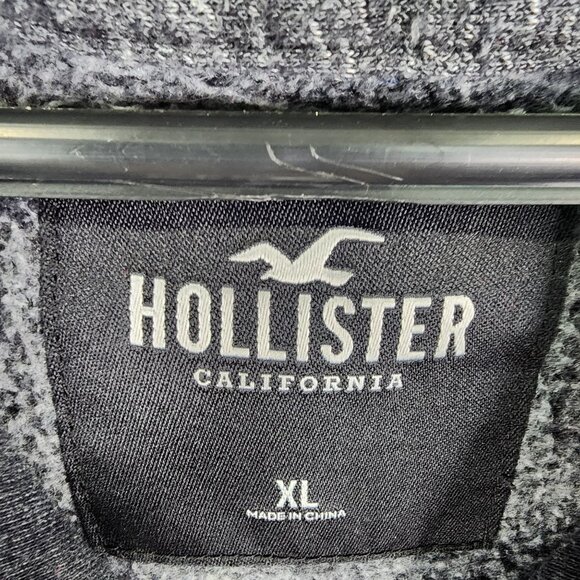 Mens Heather Gray Hollister Drawstring Hooded Sweatshirt Long Sleeve Size XL - Picture 6 of 12